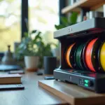 3D-принтер и хранение филамента в герметичных контейнерах в домашнем кабинете