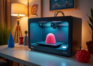 Современная домашняя установка 3D-печати с принтером Prusa MK4 и напечатанными изделиями для дома