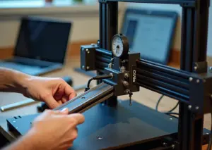 Крупный план рельсовой направляющей и каретки при апгрейде домашнего 3D‑принтера